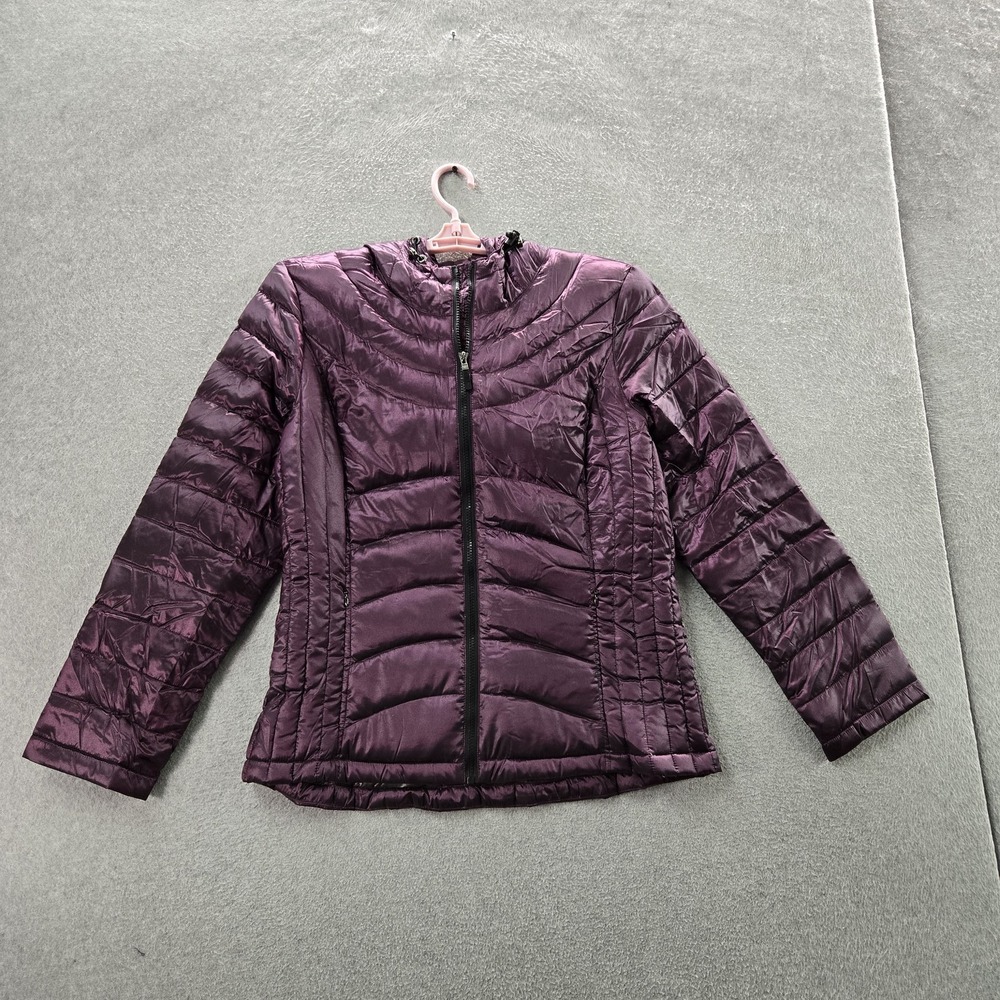 Andrew Marc Women Jacket XL Purple‎ Nylon Duck Down Puffer Zipper Hooded
